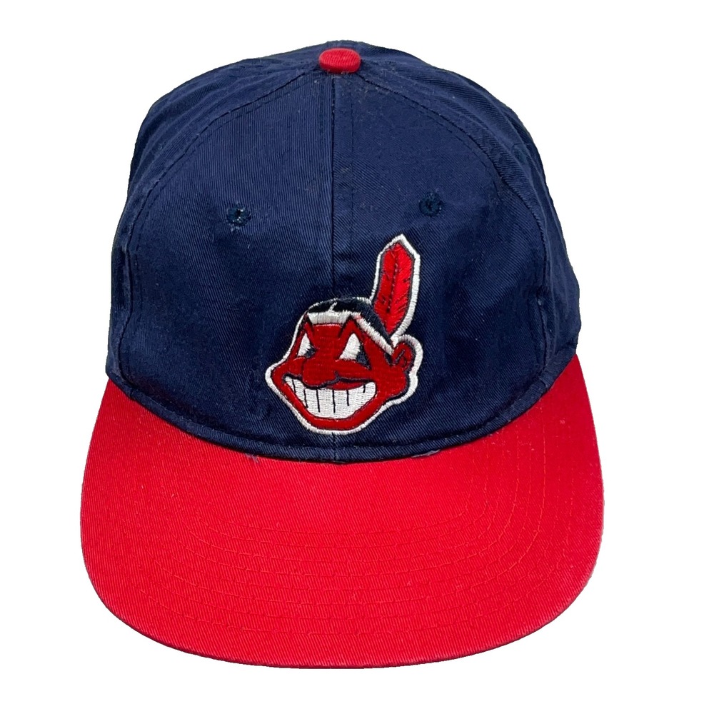 Vintage Cleveland Indians Hat Cap Snapback Chief Wahoo 90s Y2K Red Blue MLB AL9
